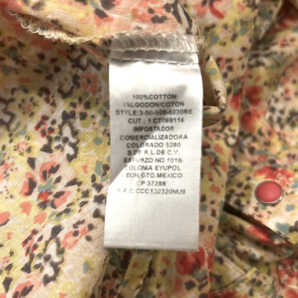 Roper Floral Long Sleeve Snap Front Fitted Top Size XS - Picture 9 of 12